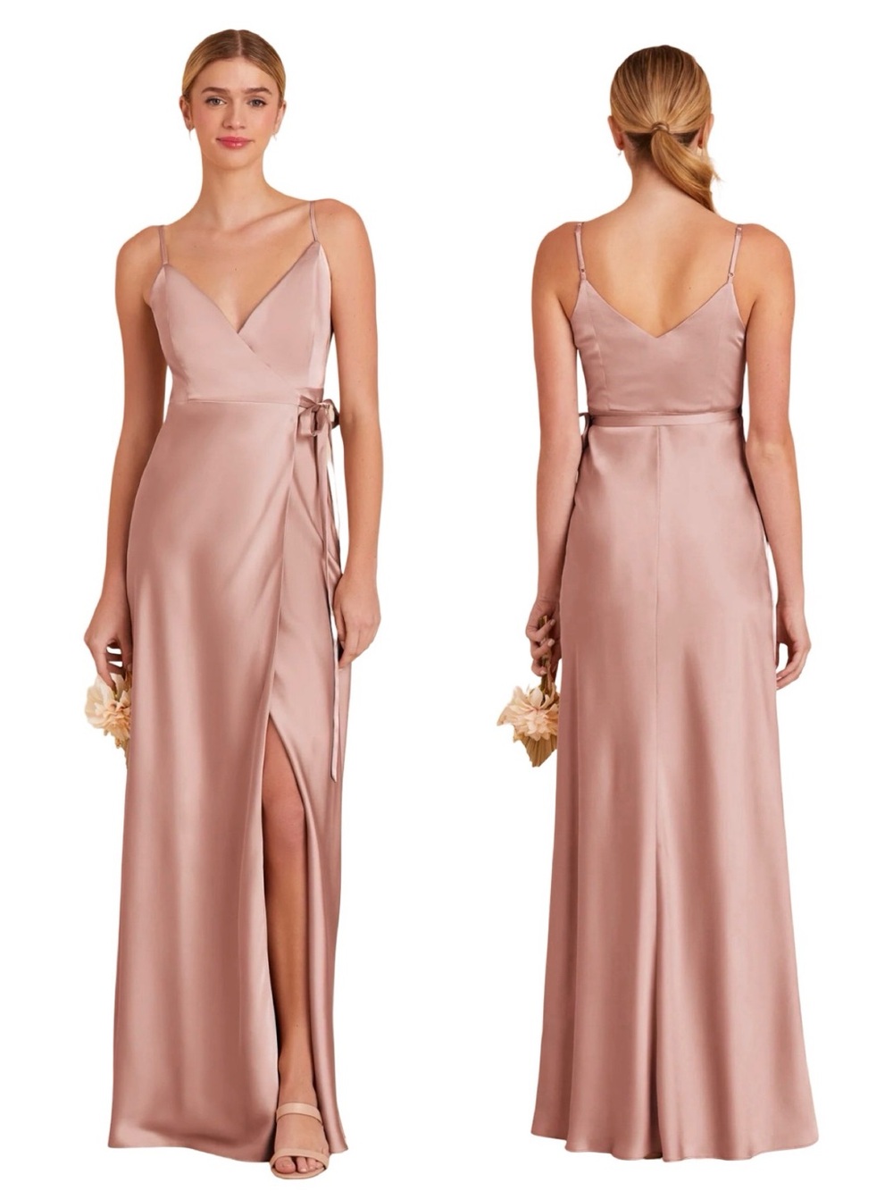 Birdy Grey Matte Satin English Rose Wrap Maxi Cindy Dress Size Medium